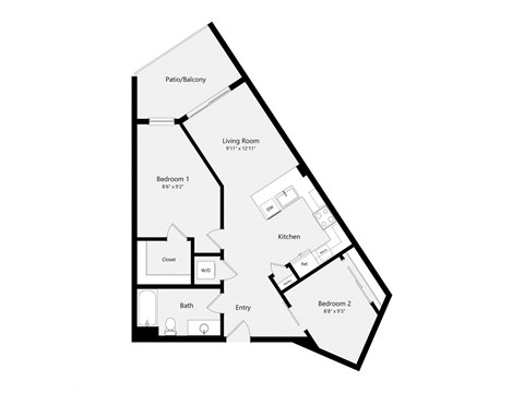 this floor plan is an approximation of the 1 bedroom floor plan for a 1125
